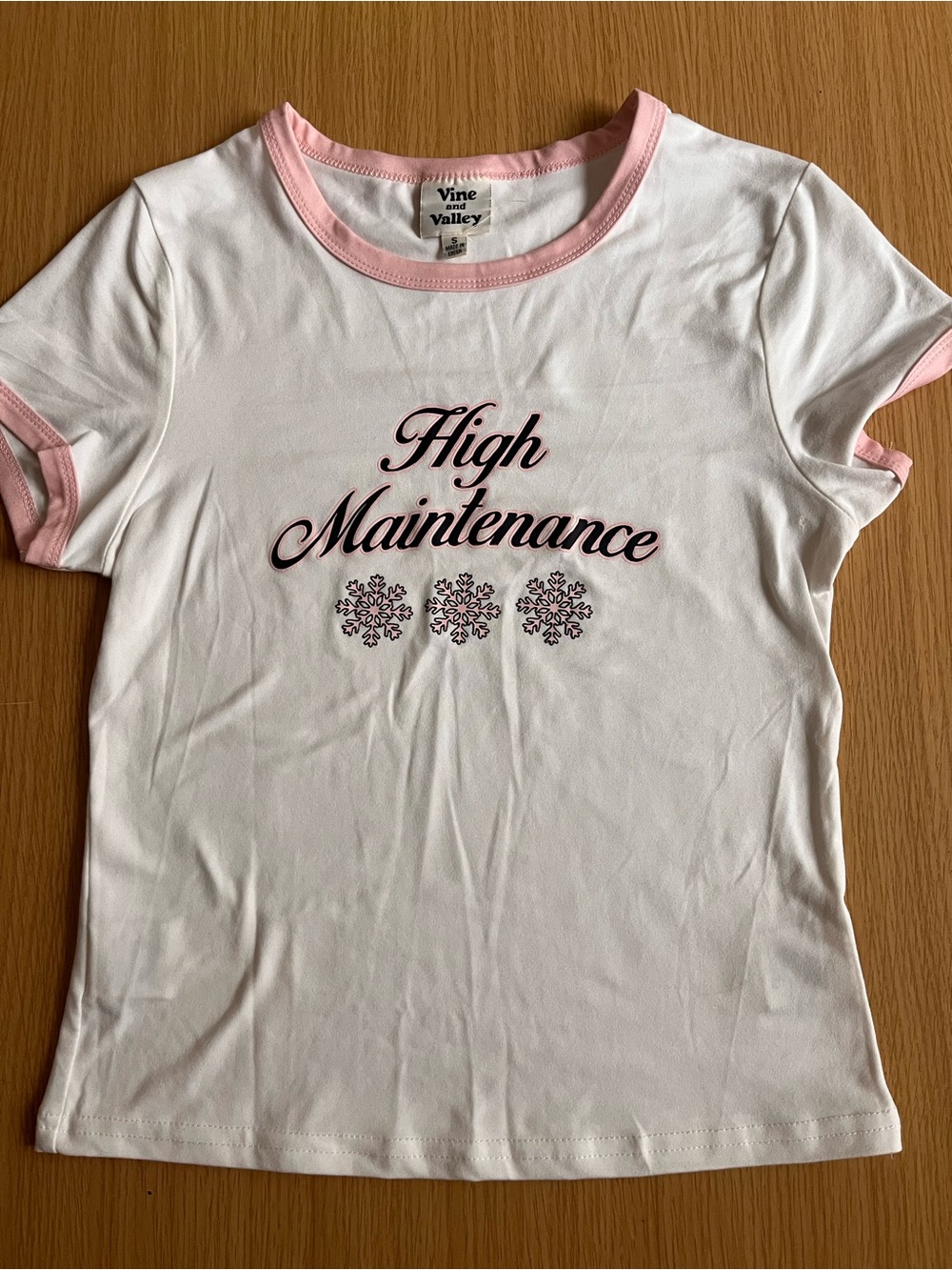 Vine & Valley White & Pink 'High Maintenance' Ringer Tee